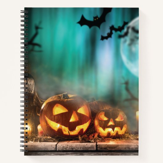 Halloween Kürbis und Fledermäuse Notizblock (Vorderseite)