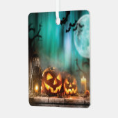 Halloween Kürbis und Fledermäuse Ornament Aus Metall (Vorderseite links)