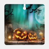 Halloween Kürbis und Fledermäuse Ornament Aus Metall (Rückseite)