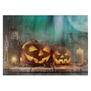 Halloween Kürbis und Fledermäuse Schneidebrett