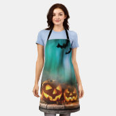 Halloween Kürbis und Fledermäuse Schürze (Getragen)