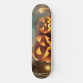 Halloween Kürbis und Fledermäuse Skateboard (Vorderseite)