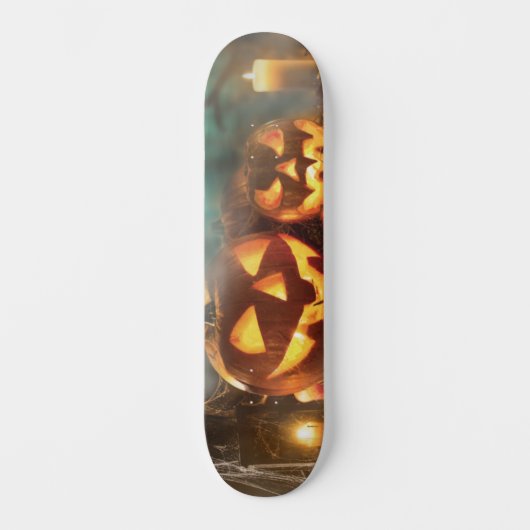 Halloween Kürbis und Fledermäuse Skateboard (Vorderseite)