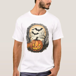 Halloween-Kürbis- und Fledermäuse-T-Shirt T-Shirt