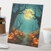 Halloween-Kürbis und Großmoon Sockelschild (In Situ)