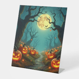 Halloween-Kürbis und Großmoon Sockelschild