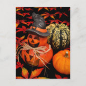 Halloween-Kürbis und Herbstlaub Postkarte (Vorderseite)
