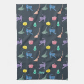 Halloween-Kürbis und -Katze, individuell anpassbar Geschirrtuch (Vertikal)