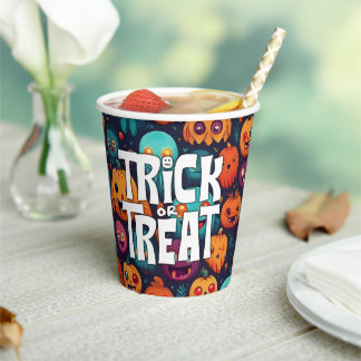 Halloween Kürbis und Monster Pappbecher