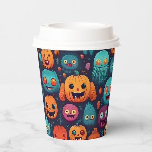 Halloween Kürbis und Monster Pappbecher (Rückseite)