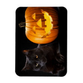 Halloween Kürbis und Schwarze Katze Magnet (Vertikal)
