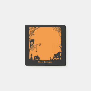 Halloween-Kürbis und Spidernetze Post-it Klebezettel