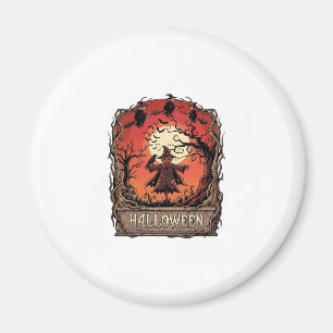 Halloween-Kürbis-Vogelscheuche-Hexen-Vollmond_1 Magnet