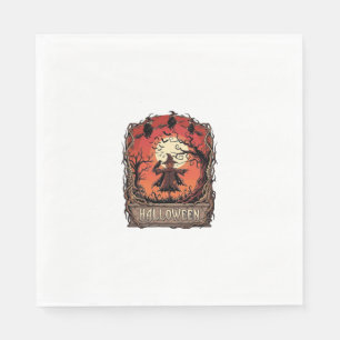 Halloween-Kürbis-Vogelscheuche-Hexen-Vollmond_1 Serviette