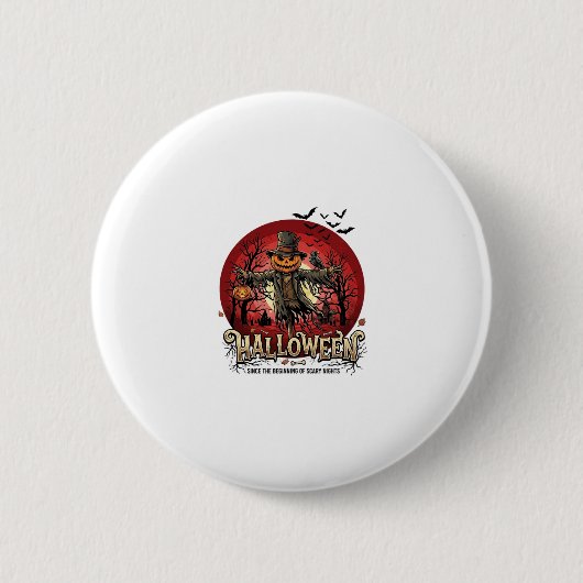 Halloween-Kürbis-Vogelscheuche-Rabe-Fledermäuse_1 Button (Vorderseite)