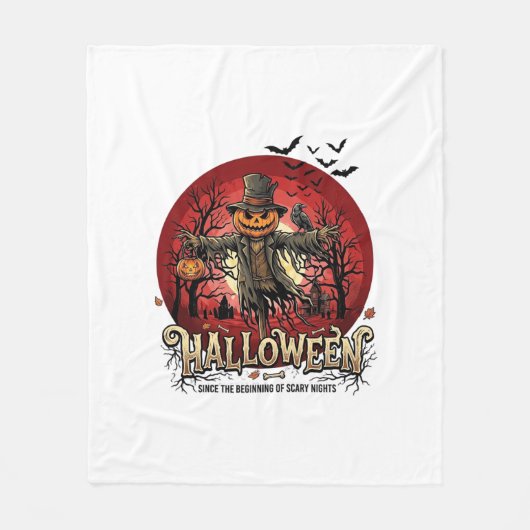 Halloween-Kürbis-Vogelscheuche-Rabe-Fledermäuse_1 Fleecedecke (Vorderseite)