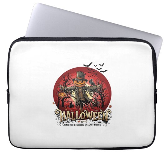 Halloween-Kürbis-Vogelscheuche-Rabe-Fledermäuse_1 Laptopschutzhülle (Vorderseite)