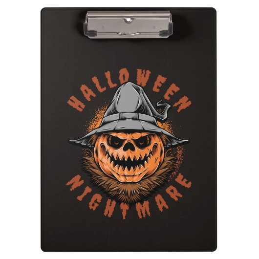 Halloween-Kürbis-Vogelscheuchen-Design Klemmbrett (Vorderseite)