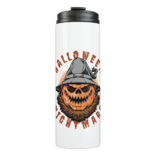 Halloween-Kürbis-Vogelscheuchen-Design Thermosbecher
