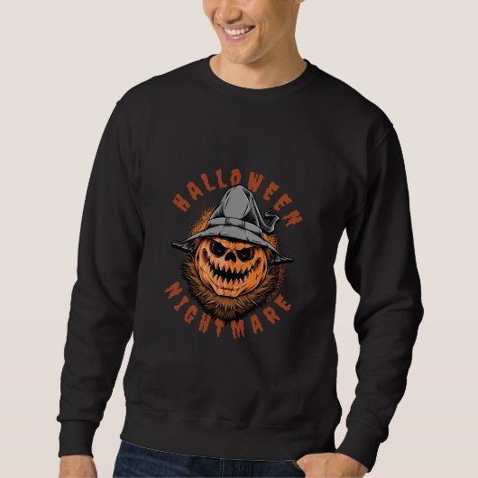 Halloween-Kürbis-Vogelscheuchendesign Sweatshirt (Vorderseite)