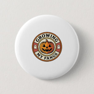 Halloween-Kürbis wächst meine Fangzähne Vintage-Ab Button