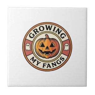 Halloween-Kürbis wächst meine Fangzähne Vintage-Ab Fliese