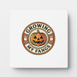 Halloween-Kürbis wächst meine Fangzähne Vintage-Ab Fotoplatte