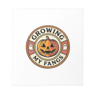Halloween-Kürbis wächst meine Fangzähne Vintage-Ab Notizblock
