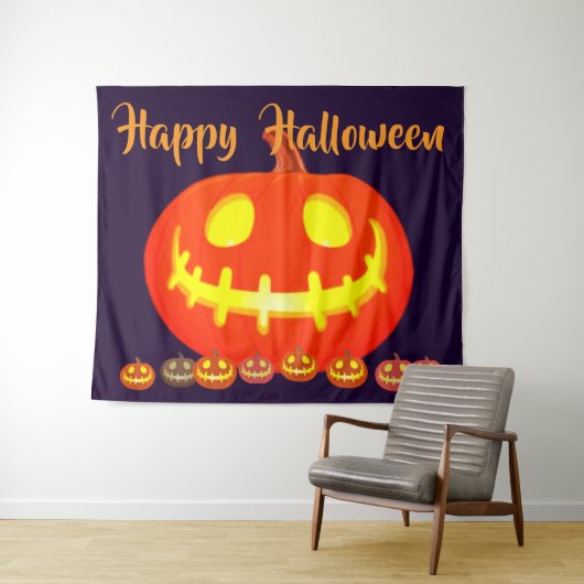 HALLOWEEN-KÜRBIS WANDTEPPICH (Beispiel (Horizontal))