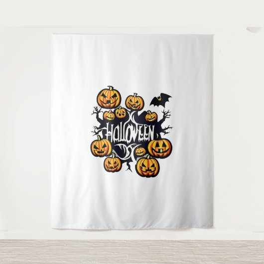 Halloween-Kürbis Wandteppich (Vorderseite)