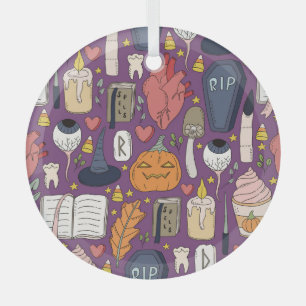 Halloween Kürbis, witzige nahtlose Muster. Ornament Aus Glas