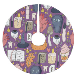 Halloween Kürbis, witzige nahtlose Muster. Polyester Weihnachtsbaumdecke