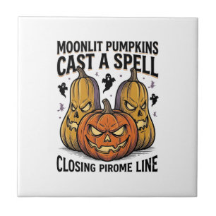 Halloween-Kürbis-Zitat Mondbeschienen Jack O Lante Fliese