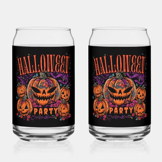 Halloween, Kürbiscoven blüht, Gothic Dosenglas (Vorderseite)