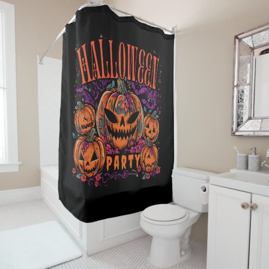 Halloween, Kürbiscoven blüht, Gothic Duschvorhang (Beispiel)