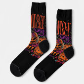 Halloween, Kürbiscoven blüht, Gothic Socken (Linkes Detail)