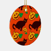 Halloween-Kürbise und schwarze Katze Keramikornament (Rechts)