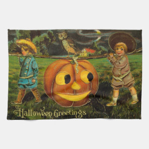 Halloween Kürbisernte Nacht der Kinder Geschirrtuch