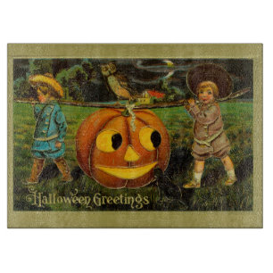 Halloween-Kürbisernte Nacht von Kindern   Schneidebrett