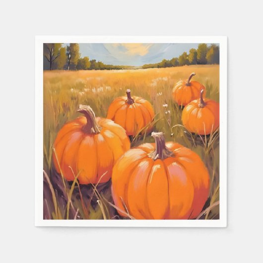 Halloween Kürbisfeld Herbst Herbst Serviette (Vorderseite)