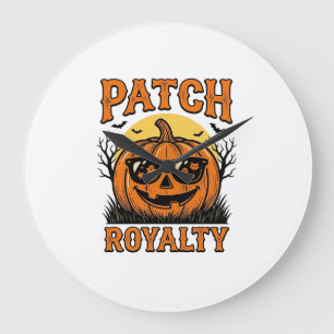 Halloween-Kürbisfeld Vintage-Jack-O-Lantern-Shi Große Wanduhr