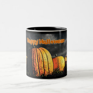 Halloween-Kürbisfeld Zweifarbige Tasse
