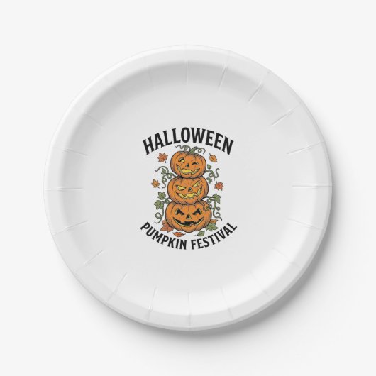 Halloween-Kürbisfest Vintage-Jack-O-Lantern Pappteller (Vorderseite)