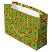 Halloween-Kürbisgesicht Große Geschenktüte (Rückseite Schrägansicht)