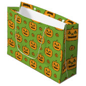 Halloween-Kürbisgesicht Große Geschenktüte (Vorderseite Schrägansicht)