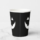 Halloween-Kürbisgesicht mit Schwarz-weißer Kürbisl Pappbecher (Rechts)