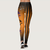 Halloween Kürbiskatzenkuschkatze Fledermäuse verti Leggings (Rückseite)