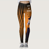 Halloween Kürbiskatzenkuschkatze Fledermäuse verti Leggings (Vorderseite)
