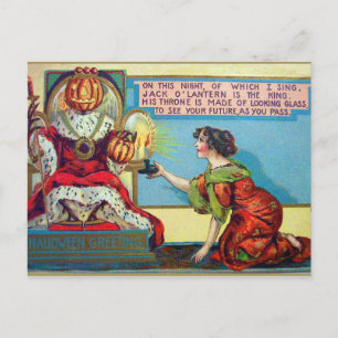 Halloween-Kürbiskönig Vintage-Urlaubspostkarte Feiertagspostkarte
