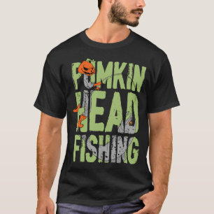 Halloween-Kürbiskopf-Anglergeschenk T-Shirt